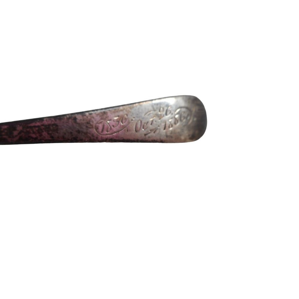Antique Sterling Silver Spoon 1886 Theodore B Starr Engraved Salt cellar spoon - Picture 3 of 4